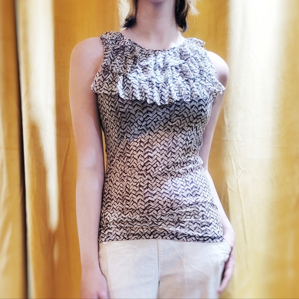 NWOT The Limited Small Mesh Ruffled Blouse Sleeveless